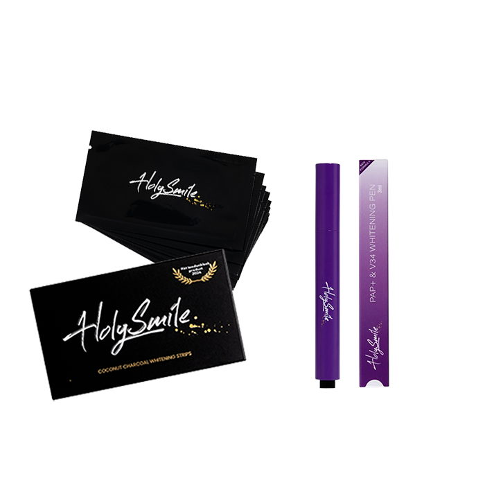 Paquete de tiras blanqueadoras y polígrafo